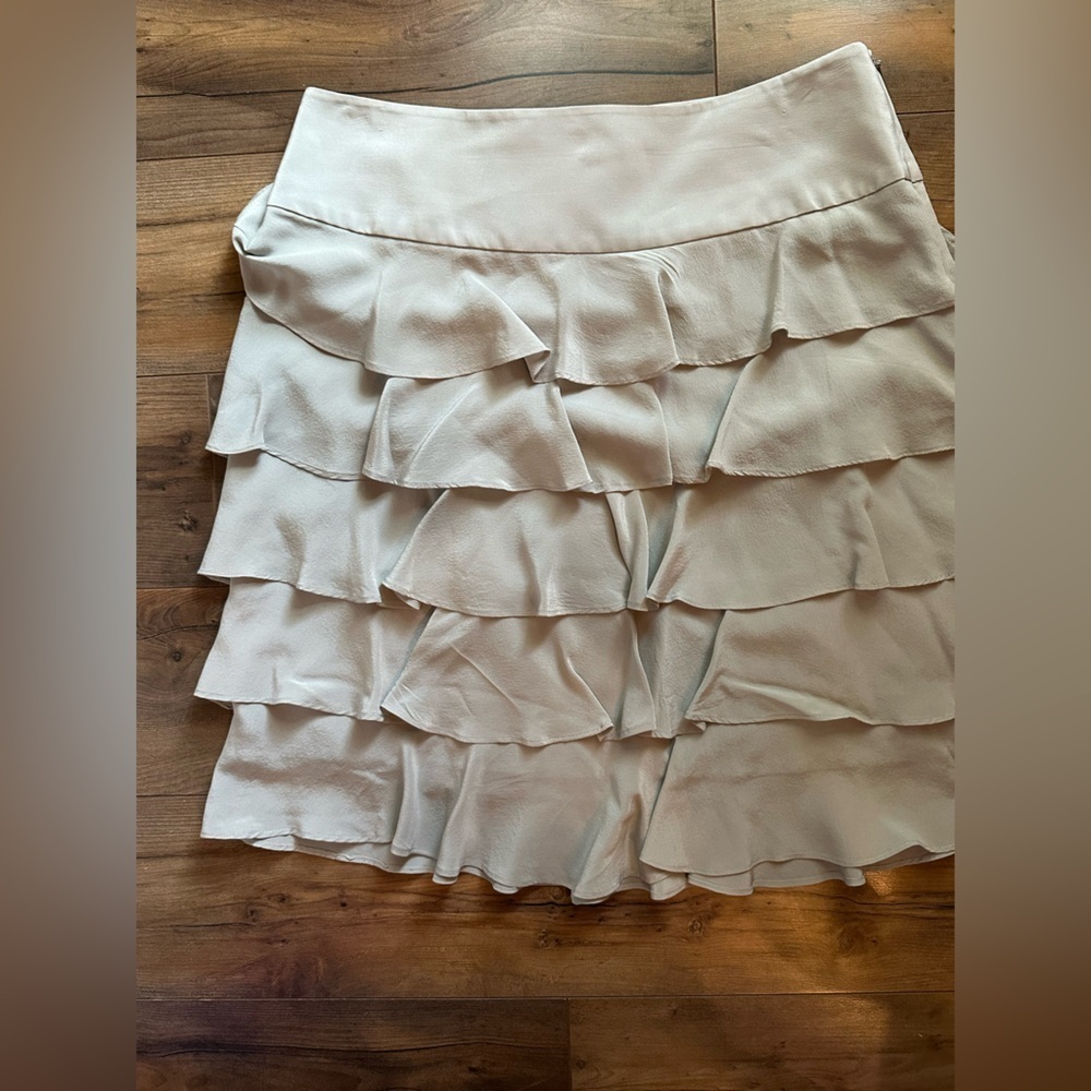 Talbots 100% Silk Gray Ruffle Skirt – Size 8